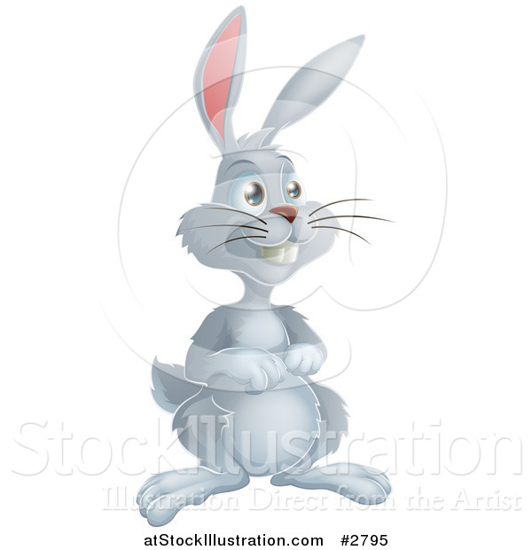 Vector Illustration of a Grinning Gray Easter Bunny