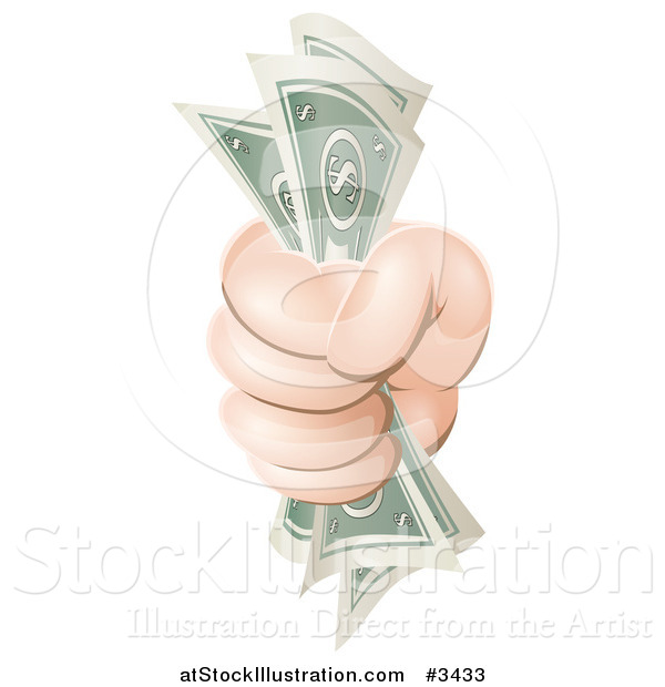 Vector Illustration of a Hand Clutching Cash Money