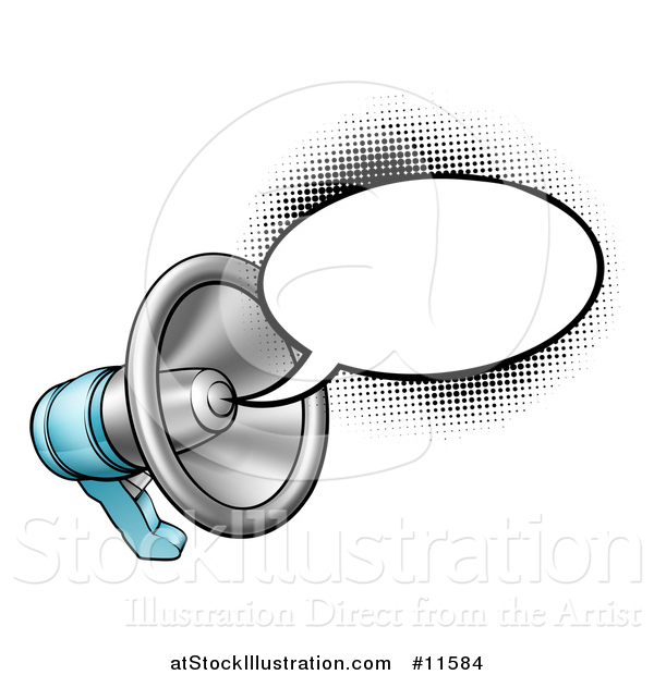 Vector Illustration of a Hand Holding a Megaphone with a Speech Bubble