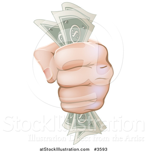 Vector Illustration of a Hand with a Fist Full of Cash Money