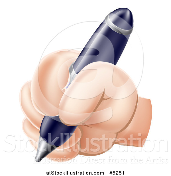 Vector Illustration of a Hand Writing with a Pen
