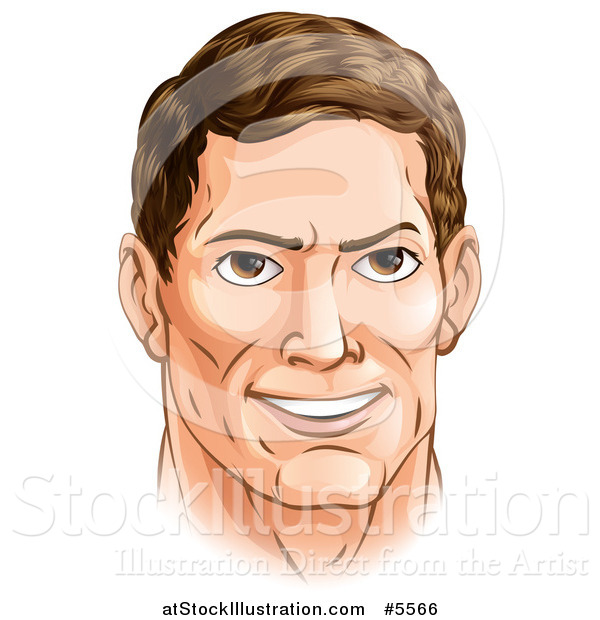 Vector Illustration of a Handsome Caucasian Man with Brunette Hair