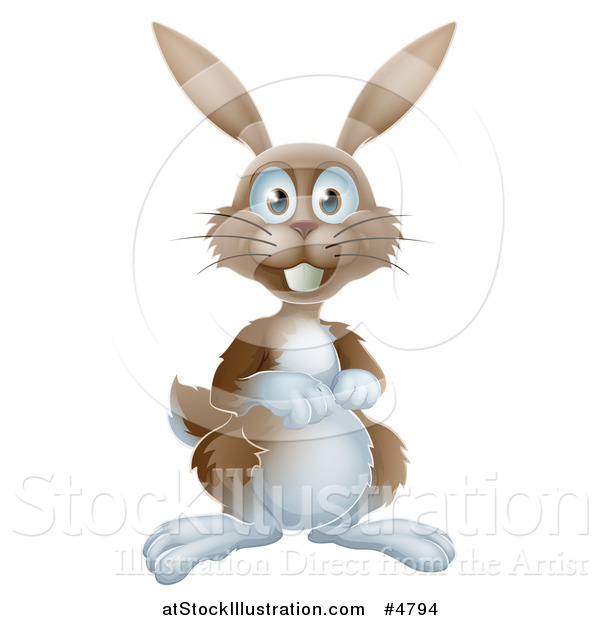 Vector Illustration of a Happy Alert Brown Bunny Rabbit