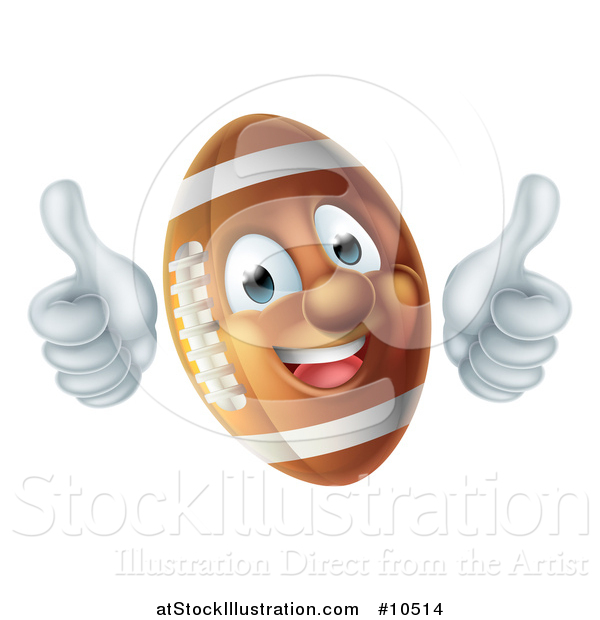 Vector Illustration of a Happy American Football Character Mascot Giving Two Thumbs up