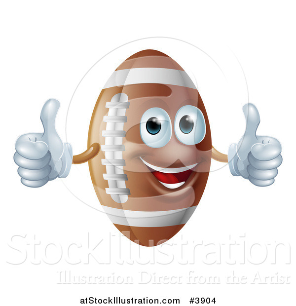 Vector Illustration of a Happy American Football Mascot Holding Two Thumbs up