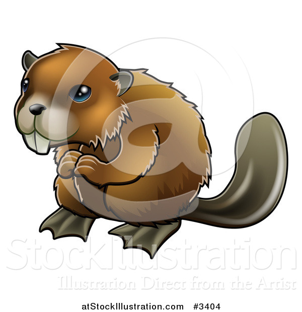 Vector Illustration of a Happy Blue Eyed Beaver