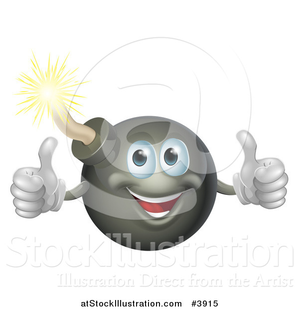 Vector Illustration of a Happy Bomb Mascot Holding Two Thumbs up