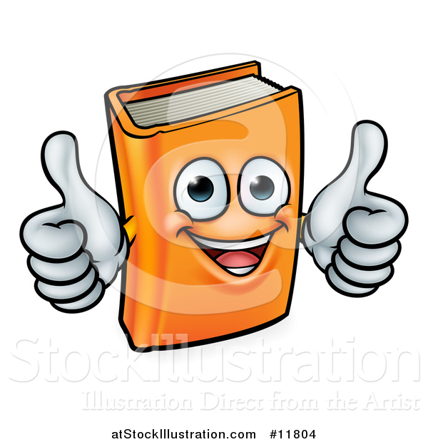 Vector Illustration of a Happy Book Character Mascot Giving Two Thumbs up