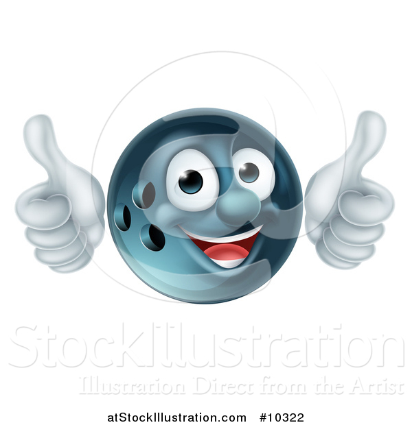 Vector Illustration of a Happy Bowling Ball Mascot Giving Two Thumbs up