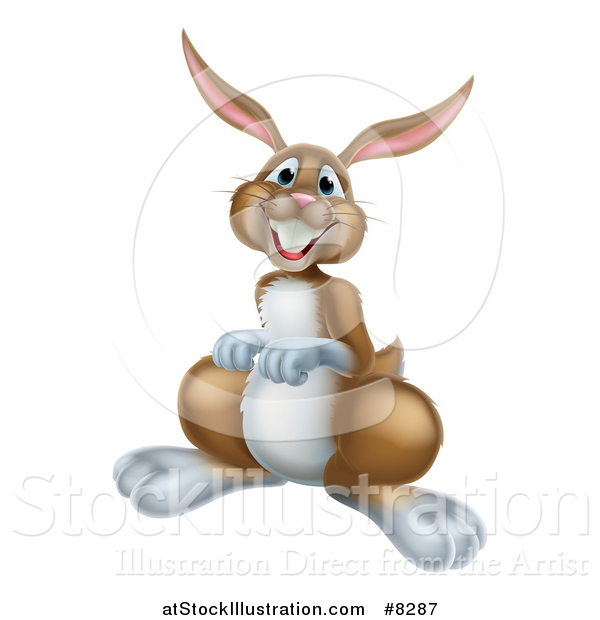 Vector Illustration of a Happy Brown Bunny Rabbit