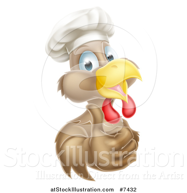 Vector Illustration of a Happy Brown Chef Chicken Giving a Thumb up