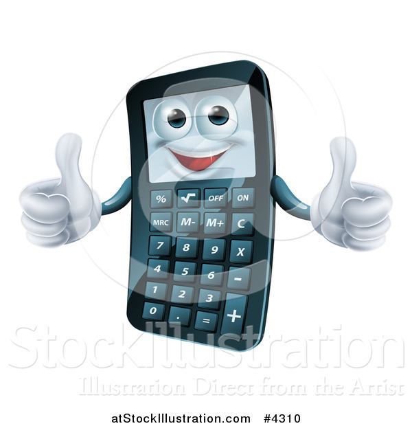 Vector Illustration of a Happy Calculator Mascot Holding Two Thumbs up