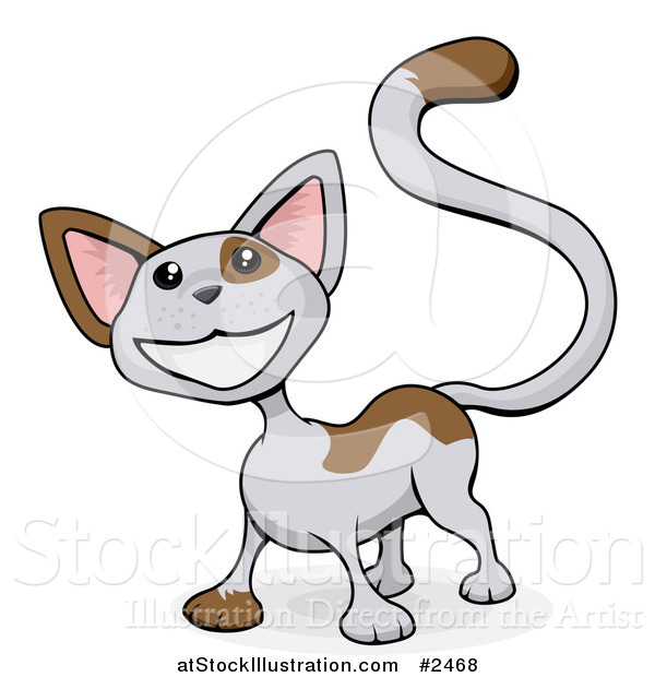 Vector Illustration of a Happy Calico Cat Smiling