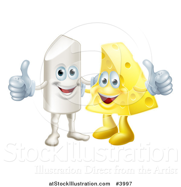 Vector Illustration of a Happy Chalk and Cheese Holding Thumbs up