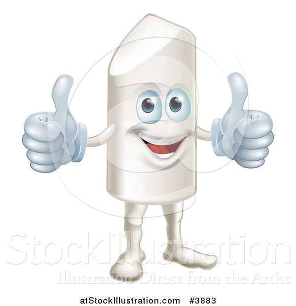 Vector Illustration of a Happy Chalk Mascot Holding Two Thumbs up