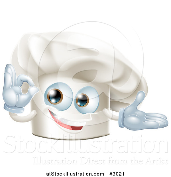 Vector Illustration of a Happy Chef Hat Gesturing Ok