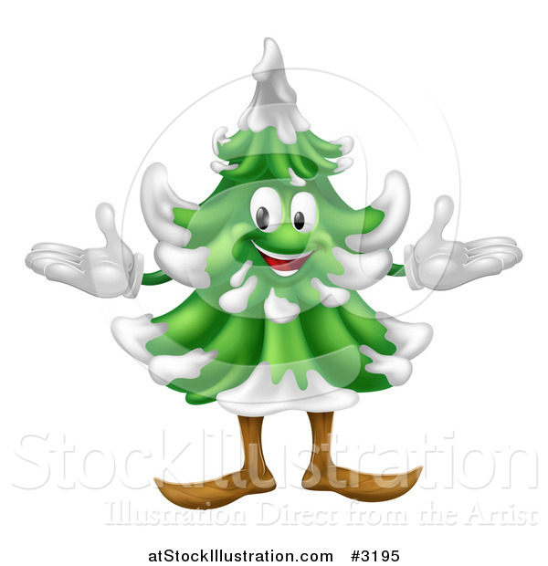 Vector Illustration of a Happy Christmas or Evergreen Tree Mascot
