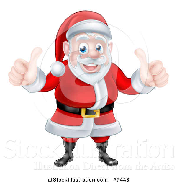 Vector Illustration of a Happy Christmas Santa Claus Giving Two Thumbs up
