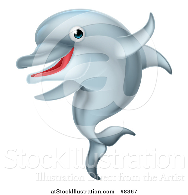 Vector Illustration of a Happy Cute Dolphin