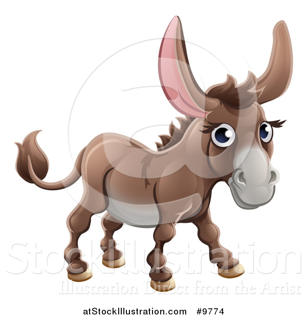 Vector Illustration of a Happy Cute Donkey