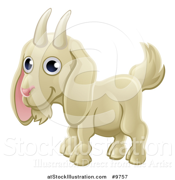 Vector Illustration of a Happy Cute White Goat