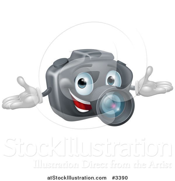 Vector Illustration of a Happy DSLR Camera Mascot