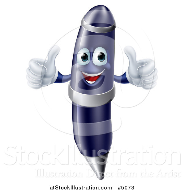 Vector Illustration of a Happy Fountain Pen Mascot Giving Two Thumbs up