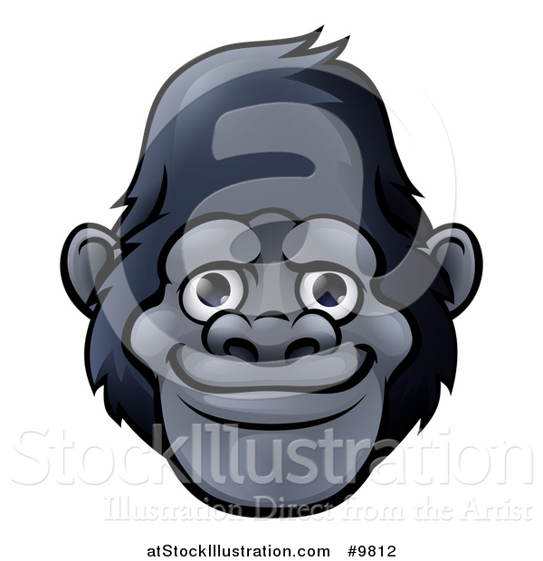 Vector Illustration of a Happy Gorilla Face