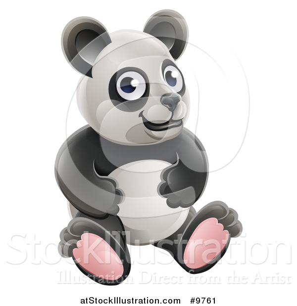 Vector Illustration of a Happy Panda Sitting