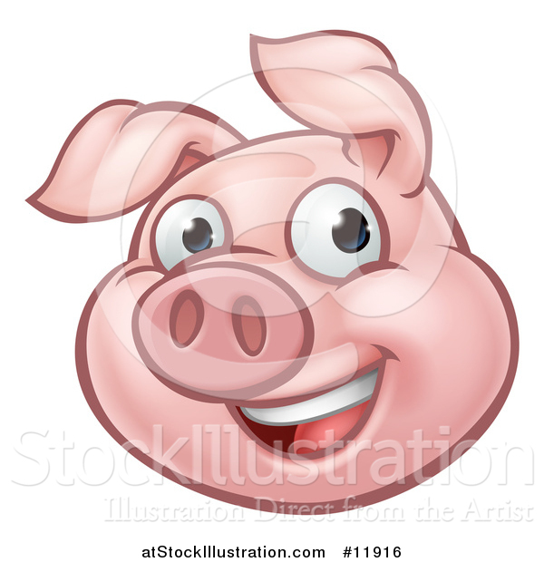 Vector Illustration of a Happy Pig Mascot