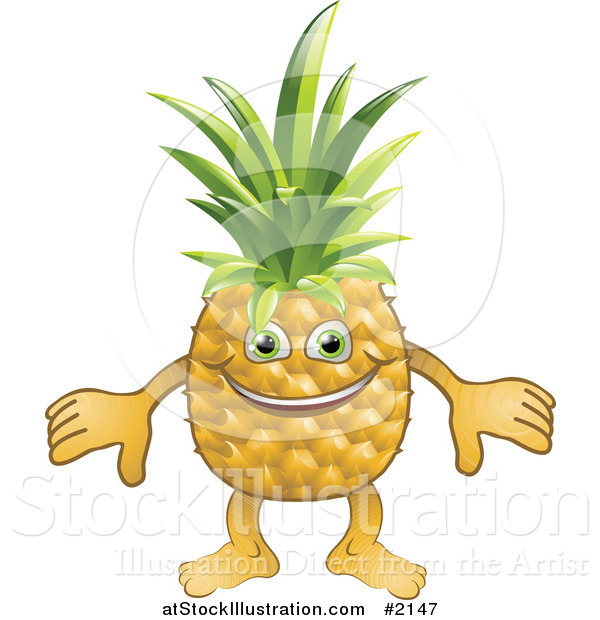 Vector Illustration of a Happy Pineapple Character