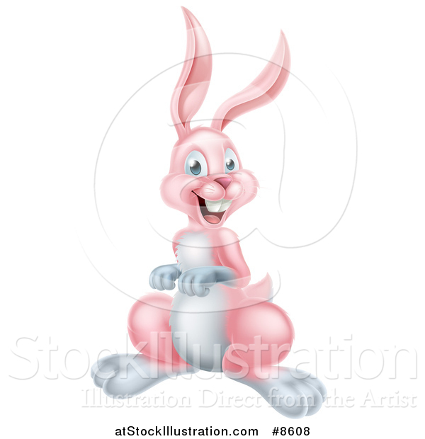 Vector Illustration of a Happy Pink Bunny Rabbit