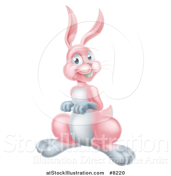 Vector Illustration of a Happy Pink Easter Bunny Rabbit