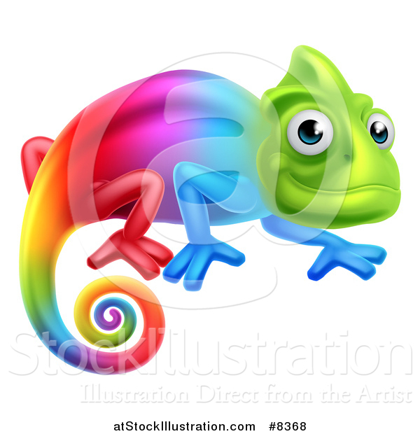 Vector Illustration of a Happy Rainbow Chameleon Lizard