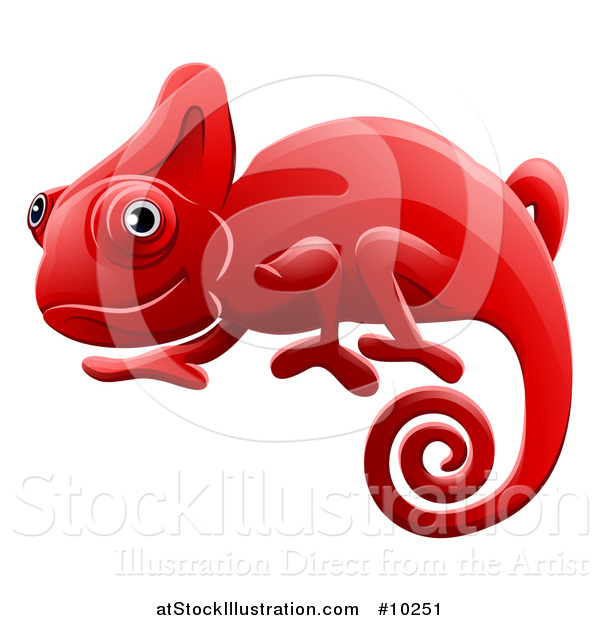 Vector Illustration of a Happy Red Chameleon Lizard