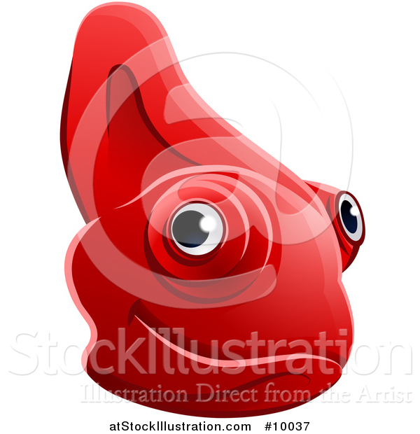 Vector Illustration of a Happy Red Chameleon Lizard Face Avatar