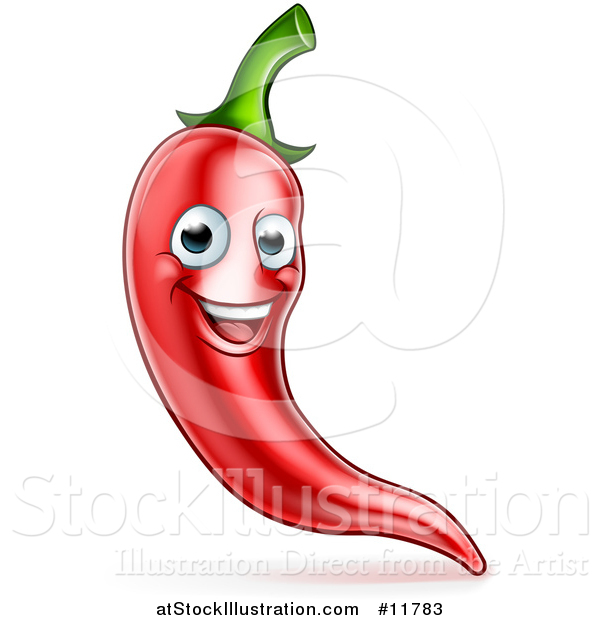 Vector Illustration of a Happy Red Chile Pepper Mascot Character