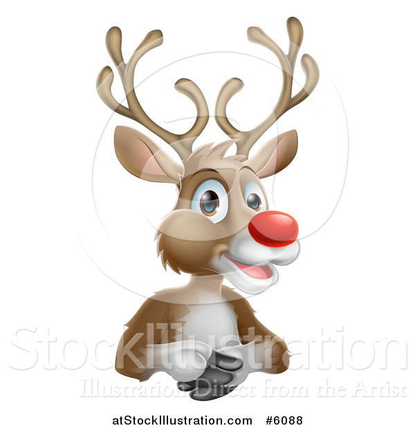 Vector Illustration of a Happy Red Nosed Rudolph Reindeer