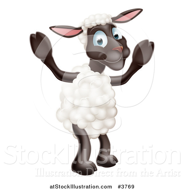 Vector Illustration of a Happy Sheep Standing