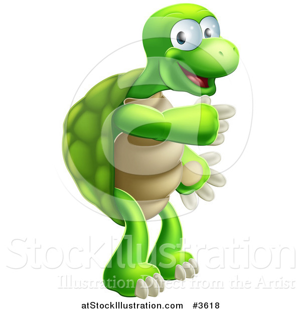 Vector Illustration of a Happy Tortoise Standing and Pointing