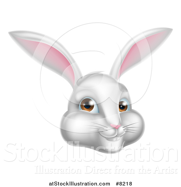 Vector Illustration of a Happy White Easter Bunny Rabbit Face