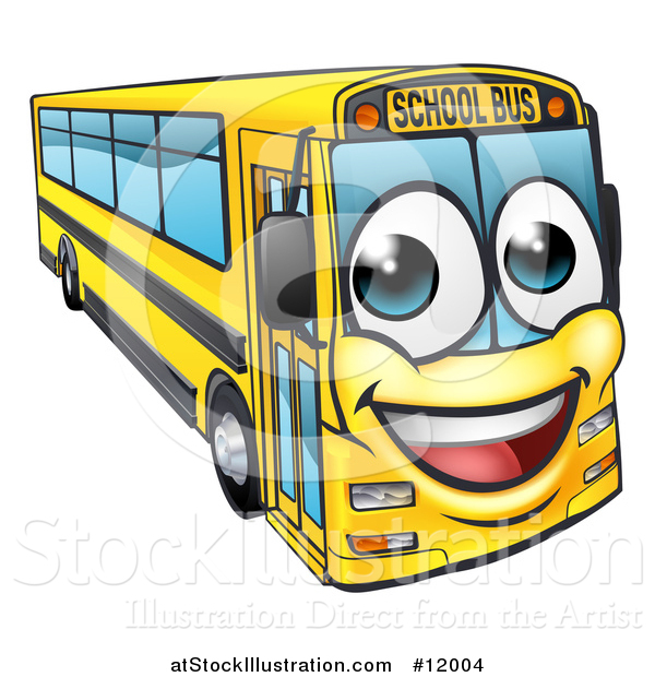 Vector Illustration of a Happy Yellow School Bus