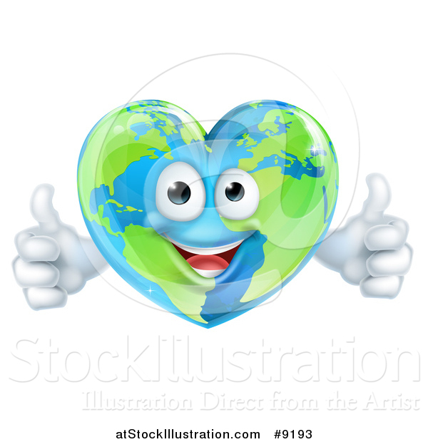 Vector Illustration of a Heart Character Giving Two Thumbs up