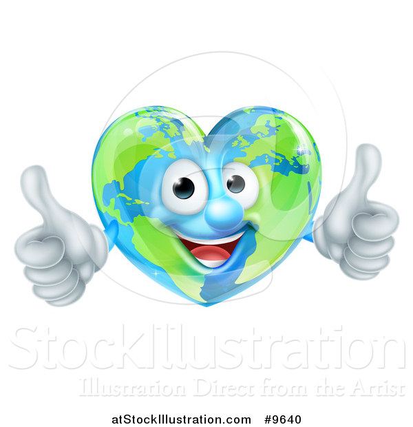 Vector Illustration of a Heart Character Giving Two Thumbs up