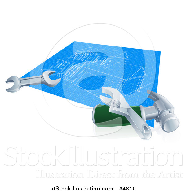 Vector Illustration of a Home Blueprints with Tools