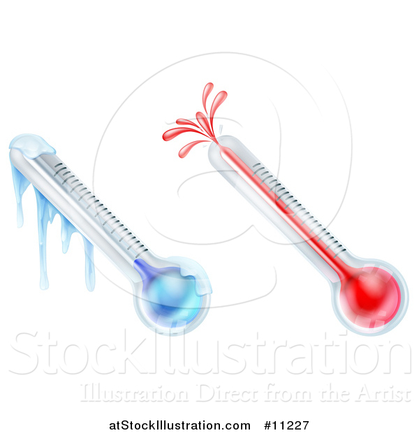 Vector Illustration of a Hot and Cold Weather Thermometers