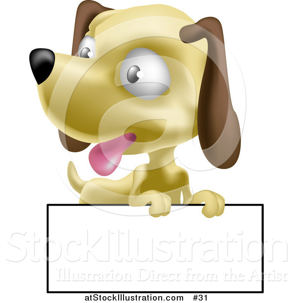 Vector Illustration of a Hound Puppy with a Blank Sign