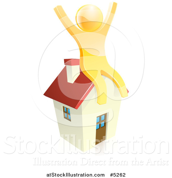 Vector Illustration of a House and Happy Gold Man