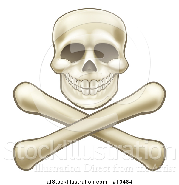 Vector Illustration of a Human Skull over Crossbones