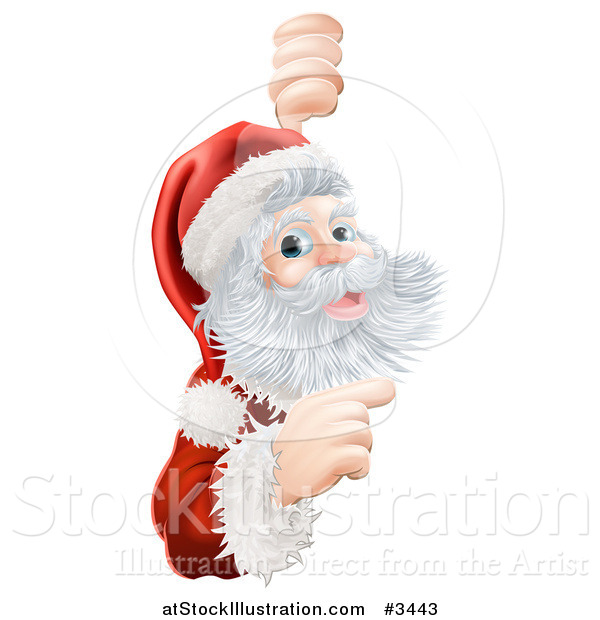 Vector Illustration of a Jolly Santa Pointing to a Christmas Sign